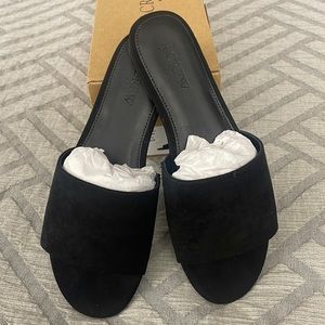 JCrew black slide sandals